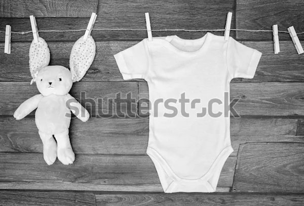 Top View White Baby Bodysuit Mockup