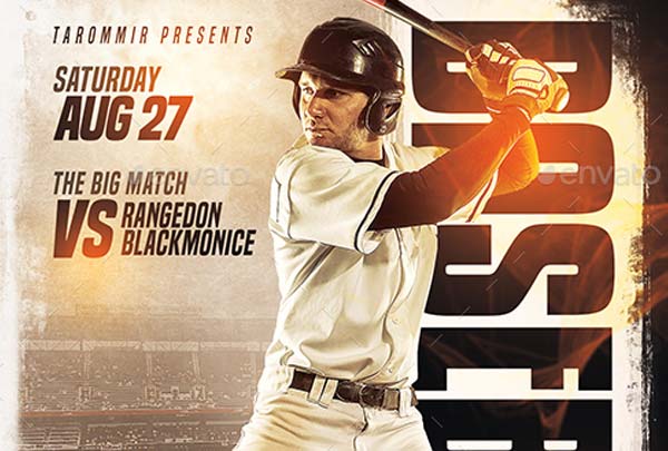 Tournament Baseball Flyer Design Premium Template