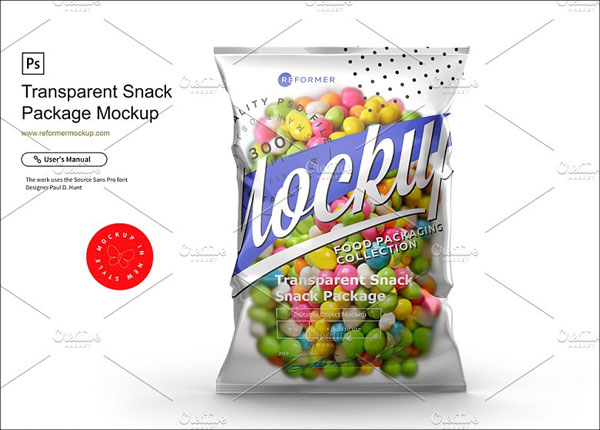 Transparent Snack Package Mockup