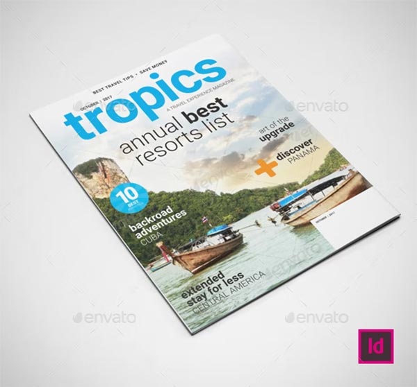 Travel Magazine Template Design PSD