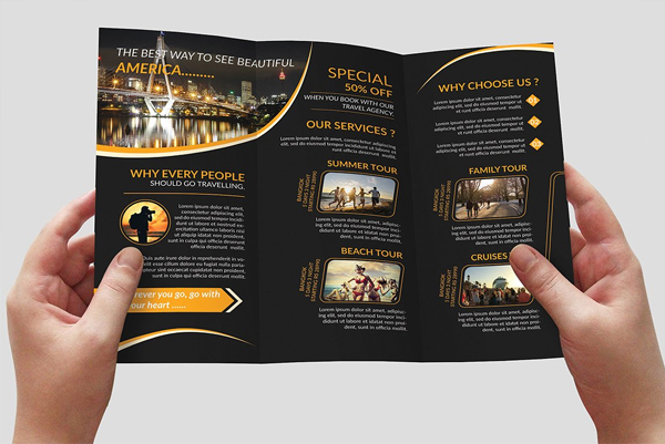 Travel Trifold Brochure PSD Template