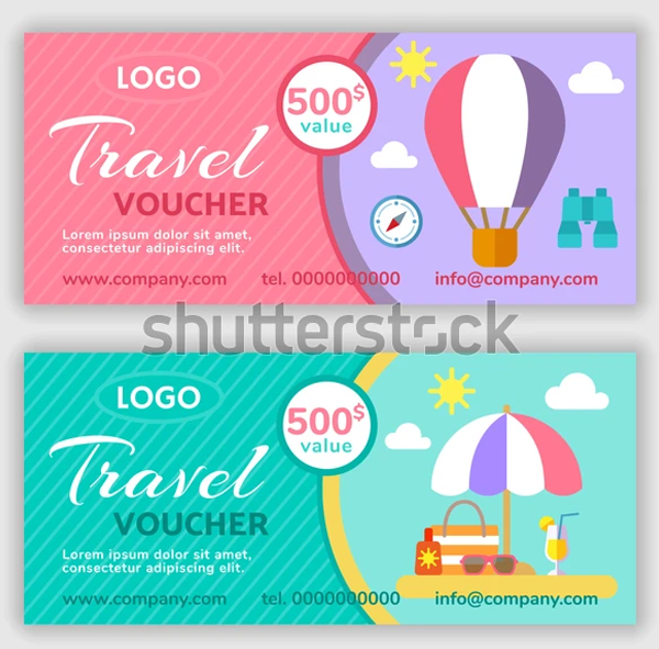 Travel Vector Gift Voucher Template