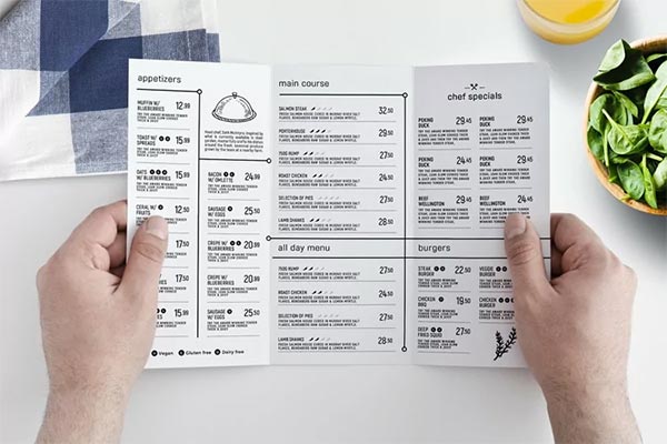 Tri-Fold Food Menu Template Design
