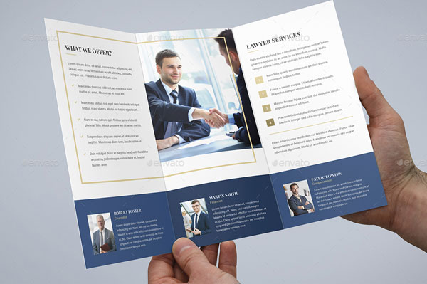 Tri-Fold Sample Lawyer Brochure Templates