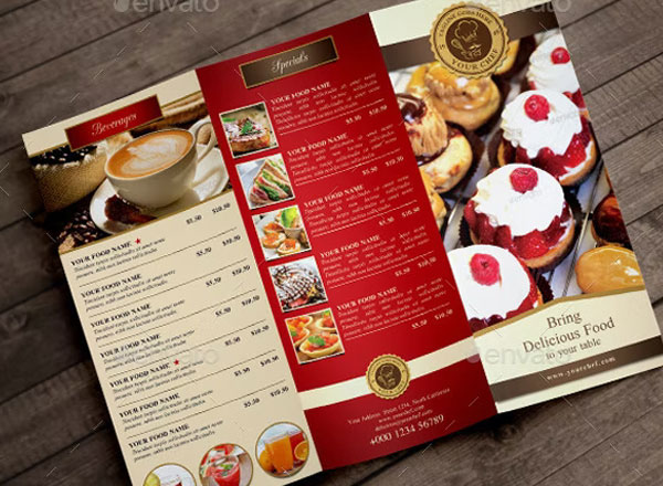 Trifold Restaurant Brochure and Menu Template