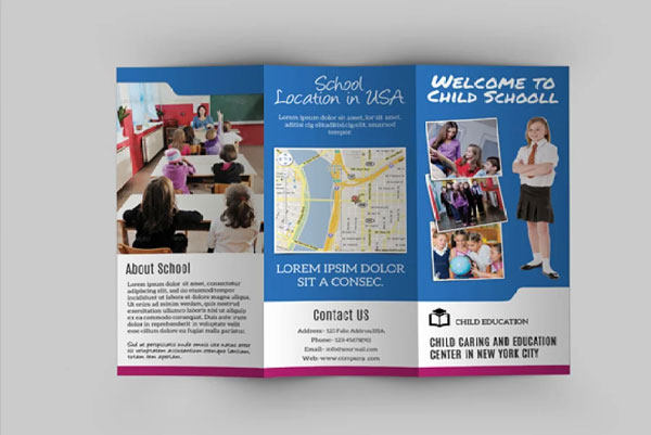 Trifold brochure for Kids School