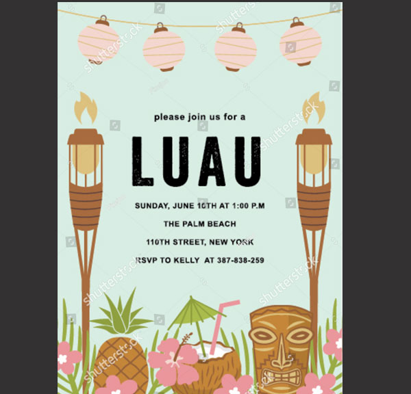 Tropical Luau Party Invitation Template