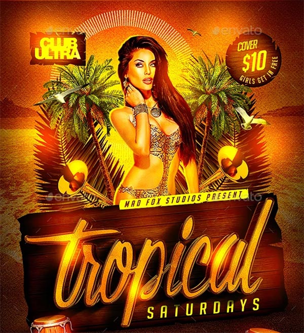 Tropical Saturdays Latin Party Flyer