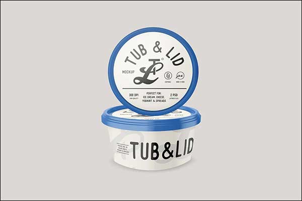 Tub Packaging with Lid Mockup