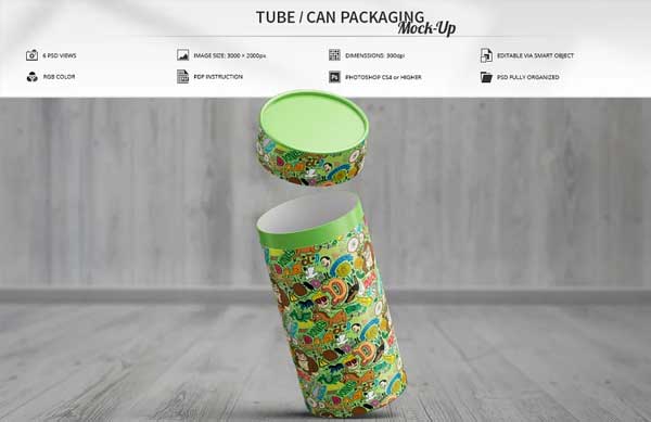 Tube and Can Packaging Mockup