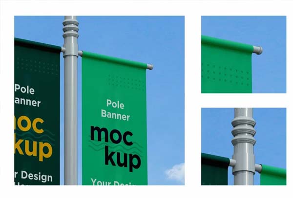 Two Lamp Post Banner PSD Mockups Template
