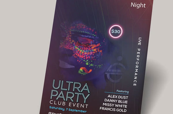 Ultra Glow Party PSD Flyer Template