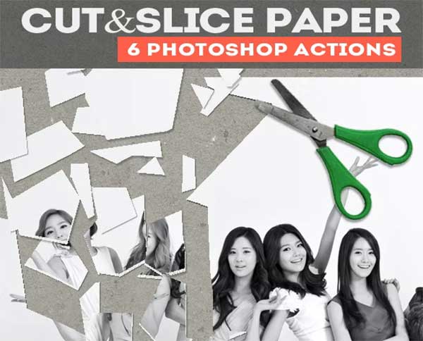 Cut and Slice Paper Photoshop Actions