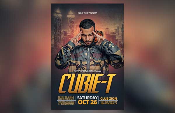 Urban Hip Hop DJ Party Free Flyer Template