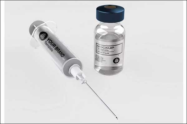 Vaccine Bottle and Syringe Mockup