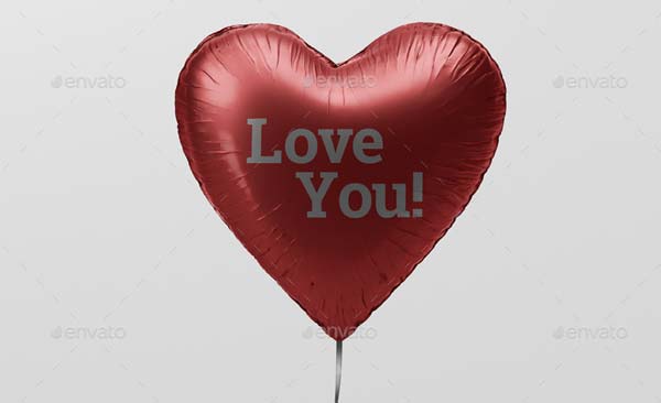 Valentine Heart Balloon Mockup