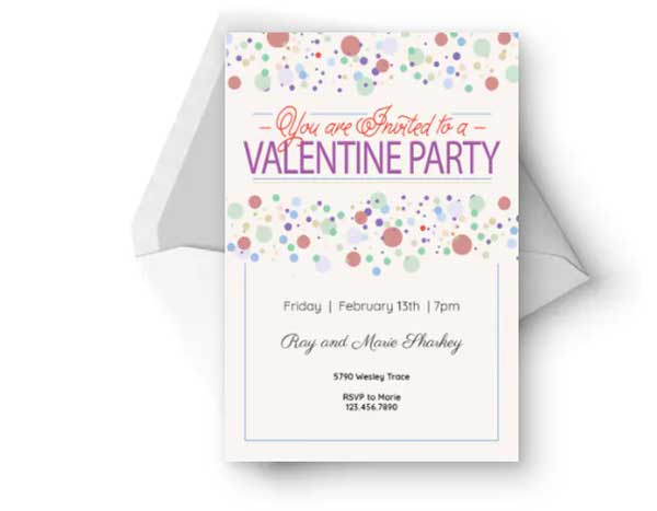 Valentine Party Dots - Valentine's Day Invitation