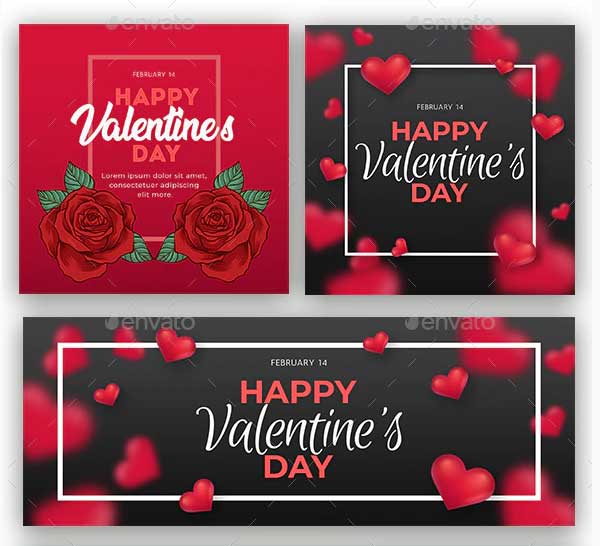 Valentine's Day Facebook Cover Banner Bundle