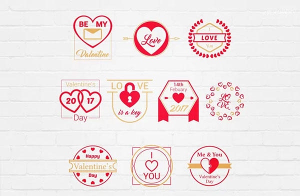 Valentine's Day Love Vector Badges Logo