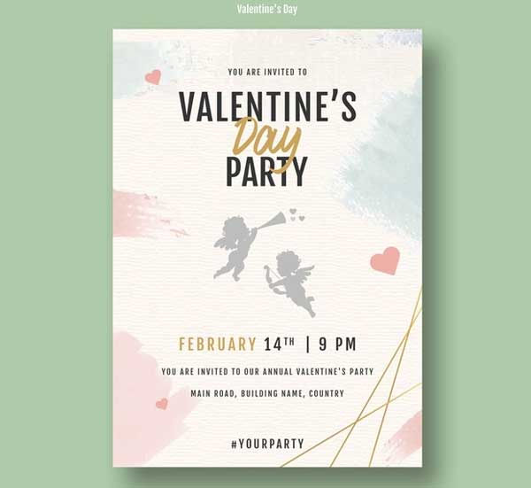 Valentine's Day Party Invitation Flyer Free Psd