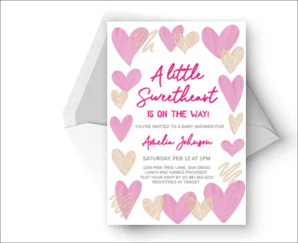 Valentines Hearts - Baby Shower Invitation