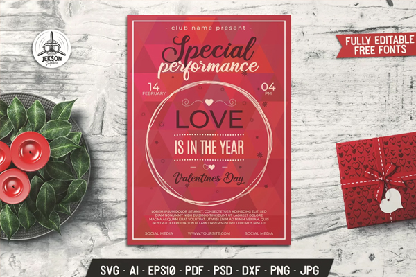 Valentines SVG Card Party Flyer