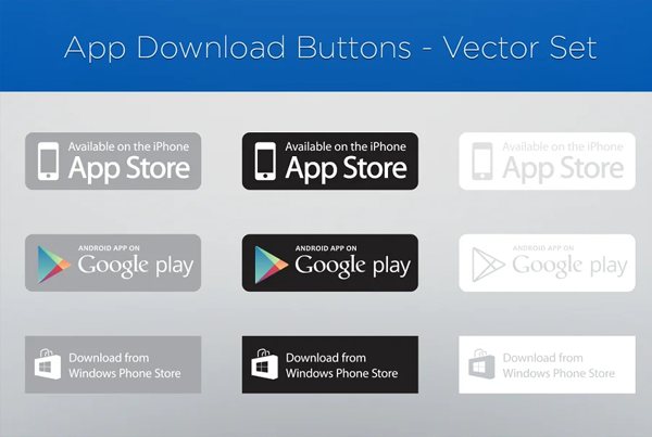 Vector App Download Buttons Set