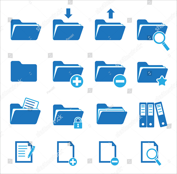 Vector Blue Folder Icons Set