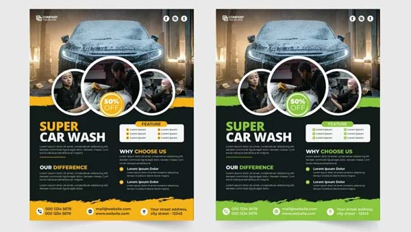 Vector Car Washing Service Flyer