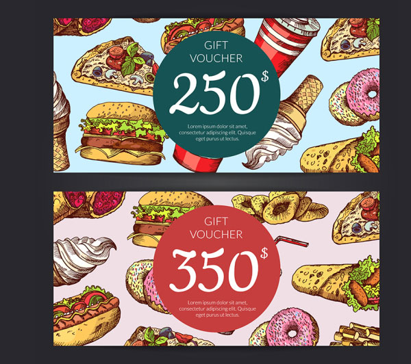 Vector Discount Gift Voucher With Fast Food