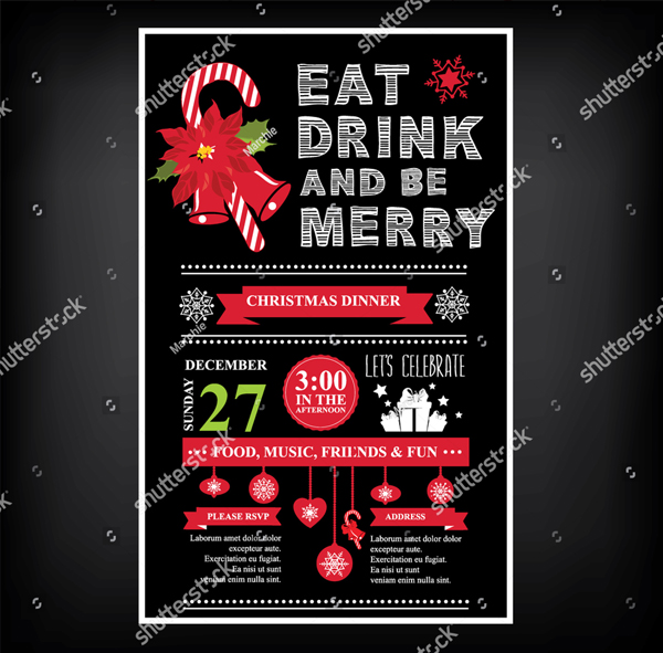 Vector Office Eat Drink Christmas Party Invitation
