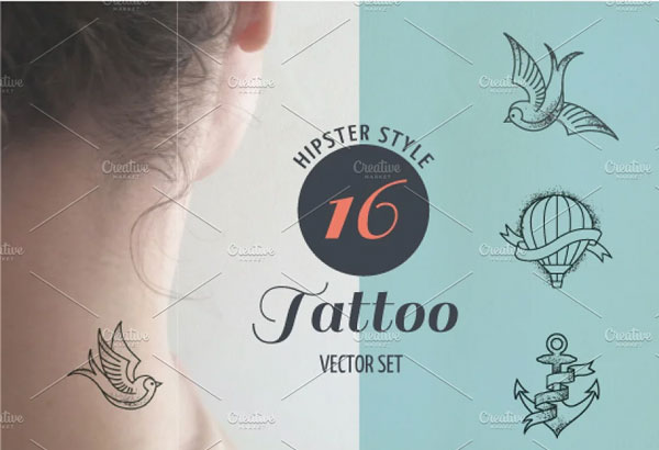 Vector Hipster Style Tattoo Template