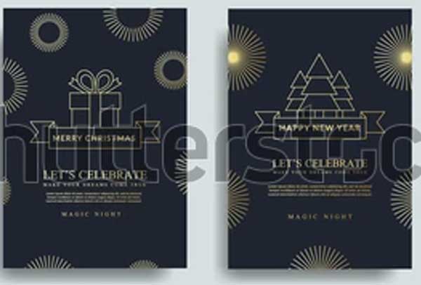 Vector Illustration Christmas and New Year Brochure Template