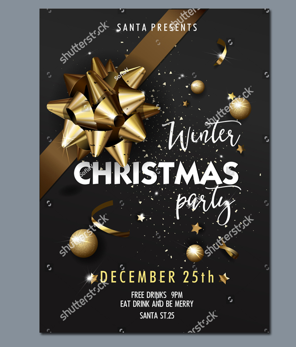 Vector Illustration Holiday Merry Christmas Party Invitation