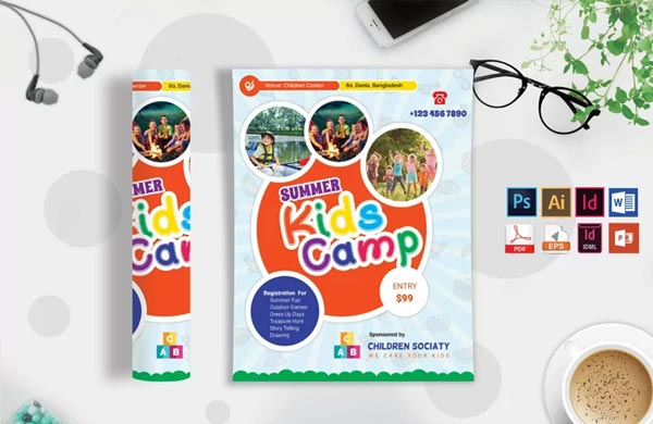 Vector Kids Summer Camp Flyer