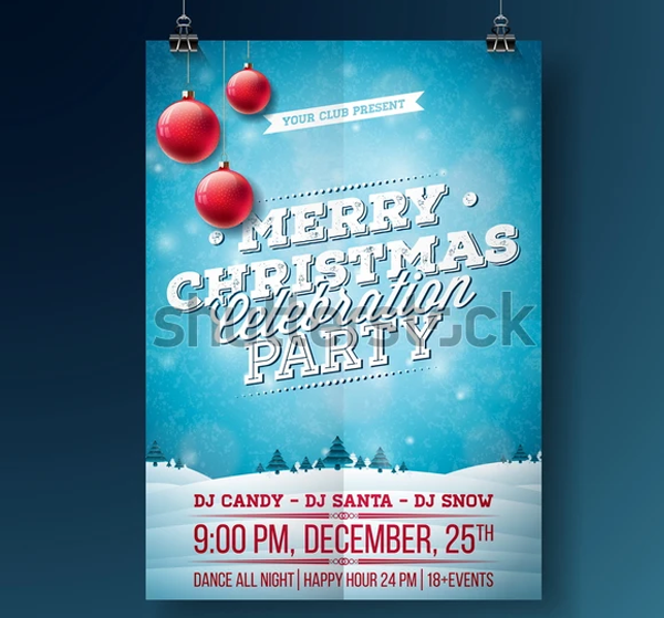 Vector Merry Christmas Party Flyer Template