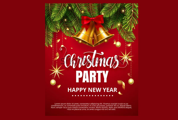 Vector Red Christmas Party Flyer