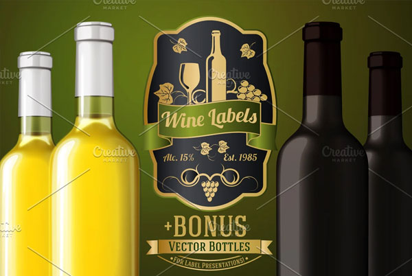Vector Set - Wine labels + Bonus