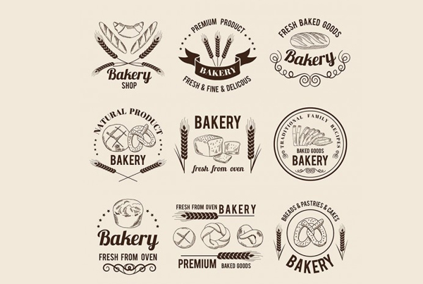 Vector Set of Bakery Shop Logos or Labels