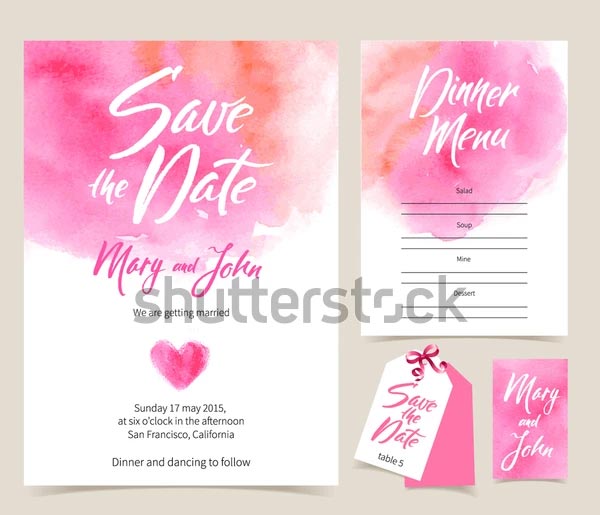 Vector Water Colour Engagement Invitation