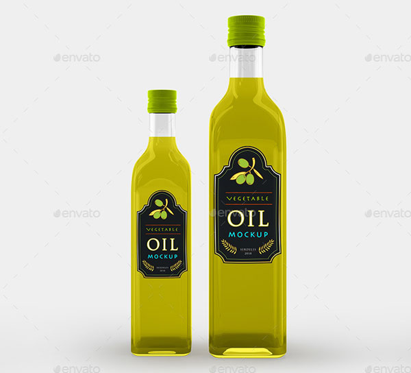 Vegetable Oil Glass Bottle Mockup