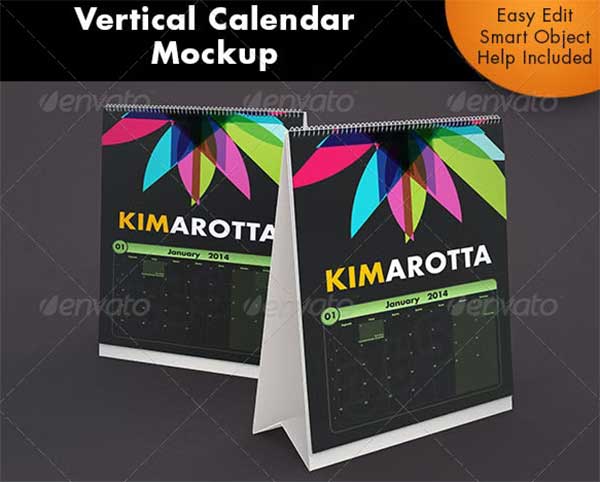 Vertical Calendar Desk Mockup