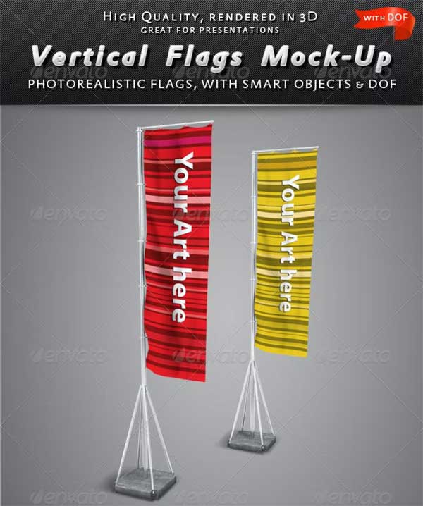 Vertical Flags Mock-Up Template