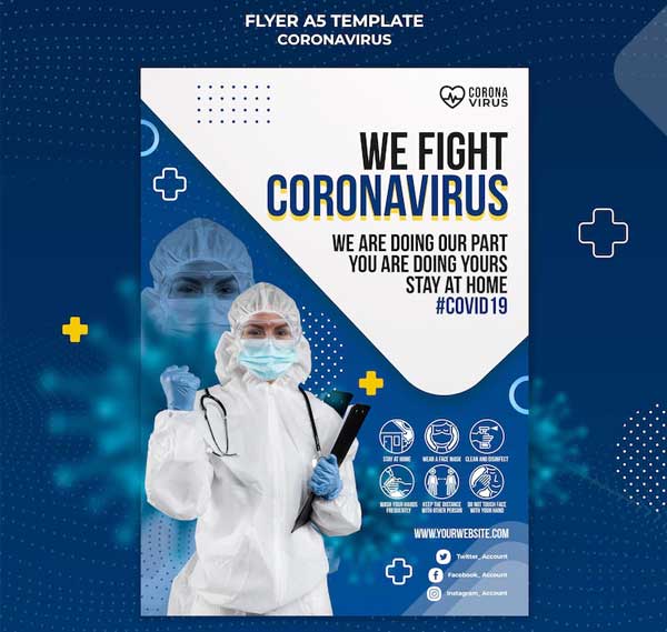 Vertical Flyer for Coronavirus Awareness Free Psd