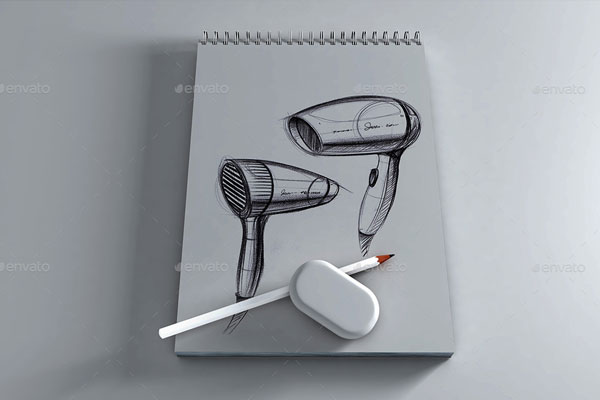 Vertical Sketch Book Mock-up