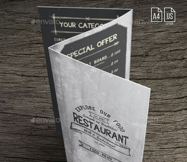Vintage And Retro Trifold Menu A4 & US Letter
