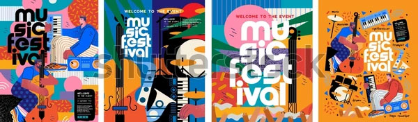 Vintage Banners of Music Party