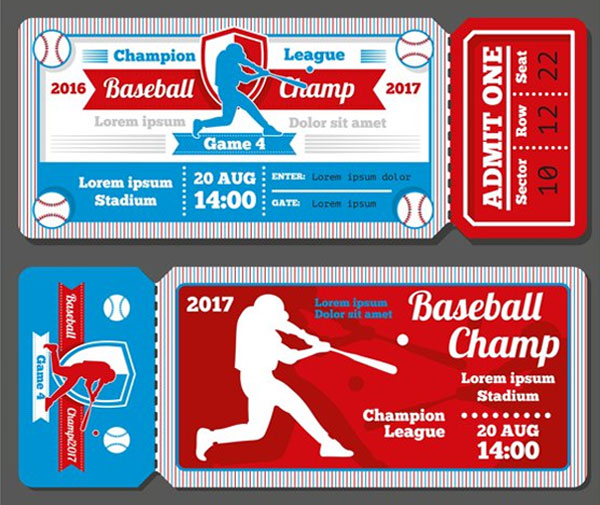 Vintage Baseball Sports Tickets Set