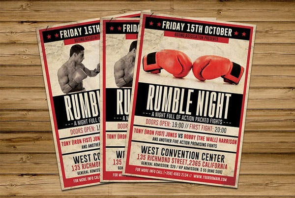 Vintage Boxing Event Flyer Template