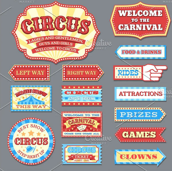 Vintage Carnival Circus Labels